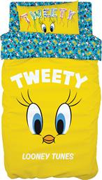 Beauty Home Tweety Σετ Σεντόνια Μονά Βαμβακερά σε Κίτρινο Χρώμα 165x250cm 3τμχ από το MyCasa