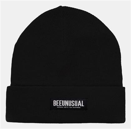 Bee. Unusual. Beanie Unisex Σκούφος Πλεκτός σε Μαύρο χρώμα