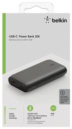 Belkin Power Bank Boost Charge 20000mAh 30W και USB-C Μαύρο