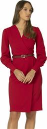 Billy Sabbado γυναικείο midi φόρεμα κρουαζέ με ζώνη - 0599918686 - Κόκκινο από το Notos