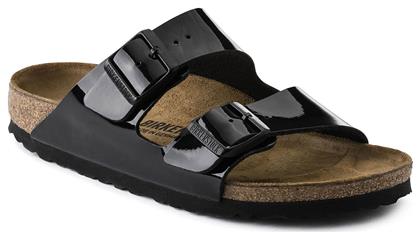 Birkenstock Arizona Birko-Flor Patent Δερμάτινα Ανατομικά Σανδάλια Μαύρα