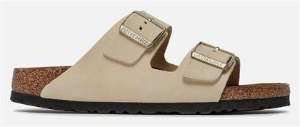 Birkenstock Arizona Nubuk Leather Δερμάτινα Γυναικεία Σανδάλια σε Εκρού Χρώμα Narrow Fit από το Z-mall