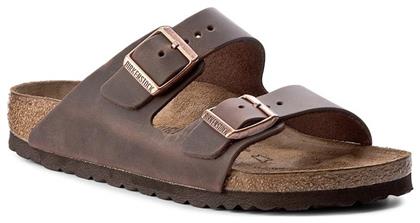 Birkenstock Arizona Oiled Leather Δερμάτινα Γυναικεία Σανδάλια Ανατομικά σε Καφέ Χρώμα Narrow Fit από το Spartoo