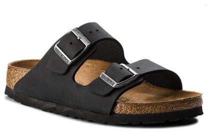 Birkenstock Arizona Oiled Leather Δερμάτινα Σανδάλια Μαύρα