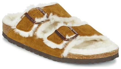 Birkenstock Arizona Shearling Ανατομικές Παντόφλες με Γούνα Καφέ