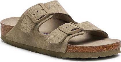 Birkenstock Arizona Soft Footbed Suede Leather Γυναικεία Σανδάλια σε Χακί Χρώμα