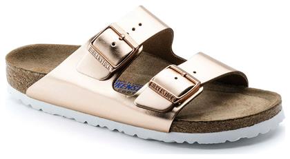 Birkenstock Arizona Soft Footbed Natural Δερμάτινα Γυναικεία Σανδάλια Ανατομικά Metallic Copper Narrow Fit από το Modivo