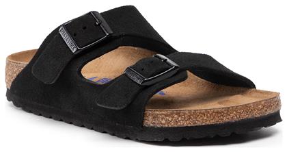 Birkenstock Arizona Soft Footbed Suede Leather Γυναικεία Σανδάλια Ανατομικά σε Μαύρο Χρώμα από το ProjectShops