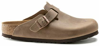 Birkenstock Boston Oiled Leather Ανδρικά Ανατομικά Σαμπό Καφέ