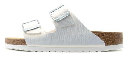 Birkenstock Classic Arizona Δερμάτινα Γυναικεία Σανδάλια Shiny Lizard White Narrow Fit