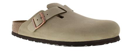 Birkenstock Boston Soft Footbed Δερμάτινα Ανατομικά Σαμπό Καφέ