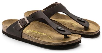 Birkenstock Gizeh Oiled Leather Δερμάτινα Γυναικεία Σανδάλια σε Καφέ Χρώμα