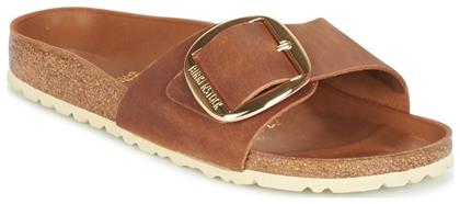 Birkenstock Madrid Big Buckle Oiled Leather Δερμάτινα Γυναικεία Σανδάλια Ανατομικά σε Καφέ Χρώμα Narrow Fit από το Tsakiris Mallas