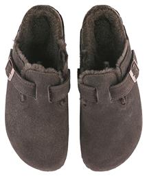 Birkenstock Shearling Χειμερινές Γυναικείες Παντόφλες σε Καφέ χρώμα Narrow Fit από το Plus4u