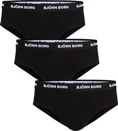 Björn Borg Ανδρικά Σλιπ Μαύρα Μονόχρωμα 3Pack από το Factory Outlet