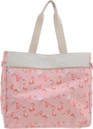 Ble Resort Collection Υφασμάτινη Τσάντα Θαλάσσης με Φλαμίνγκο Ροζ από το 24home