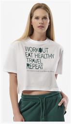 Body Action Γυναικείο Αθλητικό Crop T-shirt Λευκό από το Outletcenter