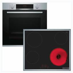 Bosch Άνω Πάγκου με Κεραμικές Εστίες Inox HBA534ES0 + PKE645BB2E