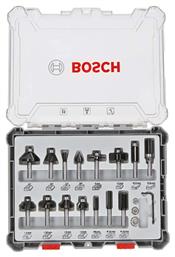 Bosch Σετ Φρέζες για Ρούτερ Υποδοχής 6mm 2607017471 15τμχ