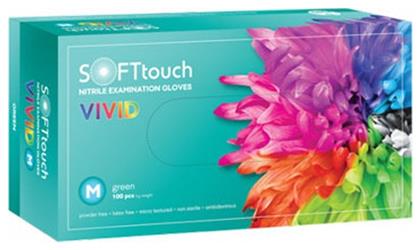 Bournas Medicals Touch Vivid Γάντια Νιτριλίου Χωρίς Πούδρα σε Πράσινο Χρώμα 100τμχ