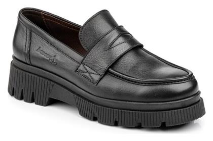 Boxer Δερμάτινα Γυναικεία Loafers σε Μαύρο Χρώμα