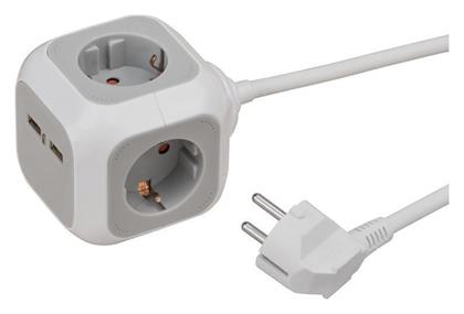 Brennenstuhl PowerCube 4 Θέσεων με 2 USB-A και Καλώδιο 1.4m Γκρι