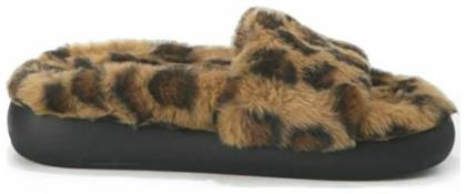 Buffalo Χειμερινές Γυναικείες Παντόφλες Leopard Brown