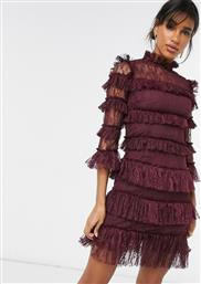 By Malina Carmine mini dress in velvet animal in deep plum-Purple από το Asos