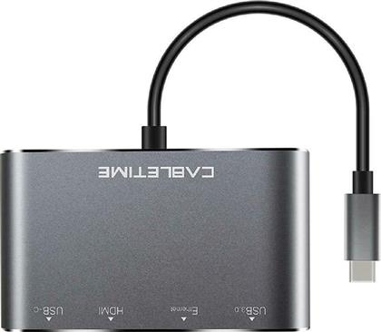 Cabletime C160 USB-C Docking Station με HDMI 4K PD Ethernet Γκρι από το Public