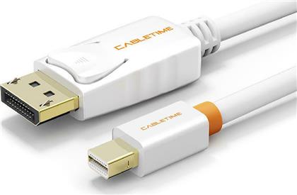 Cabletime Cable DisplayPort male - mini DisplayPort male 4K 1.8m Λευκό