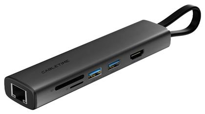 Cabletime CT-HUBP7 USB-C Docking Station με HDMI 4K PD Ethernet Μαύρο από το Public