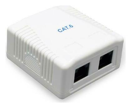 Cablexpert Εξωτερική Διπλή Πρίζα Δικτύου RJ45 Τύπου Cat6 σε Λευκό Χρώμα NCAC-2U6-01