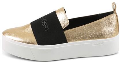 Calvin Klein Πάνινα Γυναικεία Slip-On σε Χρυσό Χρώμα από το Altershops