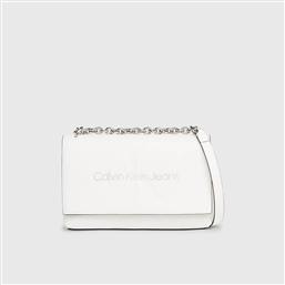 Calvin Klein Sculpted Ew Flap Γυναικεία Τσάντα Χιαστί Λευκή