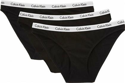 Calvin Klein Βαμβακερά Γυναικεία Slip 3Pack Μαύρα