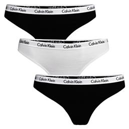 Calvin Klein Βαμβακερά Γυναικεία String 3Pack Black/White