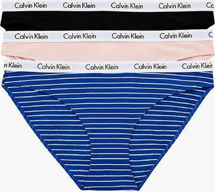 Calvin Klein Βαμβακερά Γυναικεία Slip 3Pack Kettle Blue/Sandrose/Black από το Spartoo