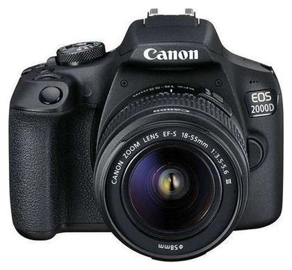 Canon DSLR Φωτογραφική Μηχανή EOS 2000D Crop Frame Kit (EF-S 18-55mm F3.5-5.6 DC III)Kit (AF-P DX 18-55mm F3.5-5.6G VR + AF-P DX 70-300mm F4.5-6.3G ED VR)Kit (HD DA 18-50mm F4-5.6 DC WR RE + DA 50-200mm F4-5.6 ED WR) Black