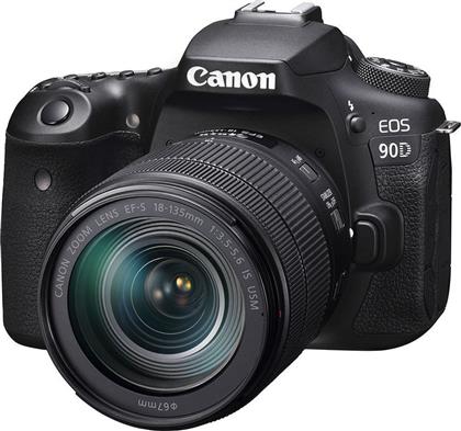 Canon DSLR Φωτογραφική Μηχανή EOS 90D Crop Frame Kit (EF-S 18-135mm F3.5-5.6 IS USM) Black