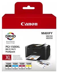 Canon PGI-1500XL Πακέτο 4 Μελανιών Εκτυπωτή InkJet Κίτρινο / Κυανό / Ματζέντα / Μαύρο (9182B004)