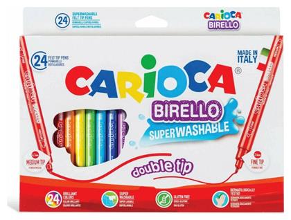 Carioca Birello Double Tip Πλενόμενοι Μαρκαδόροι Ζωγραφικής Λεπτοί με Διπλή Μύτη σε 24 Χρώματα