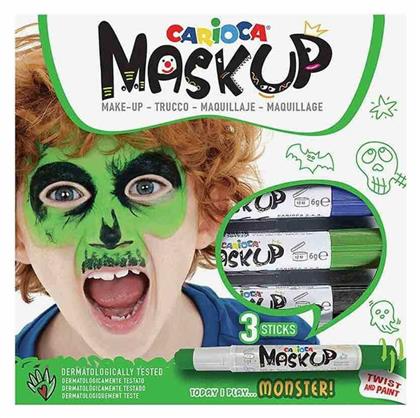 Carioca Maskup Μπλε/Πράσινο/Μαύρο Αποκριάτικο Face Painting για Halloween Πολύχρωμο 3τμχ