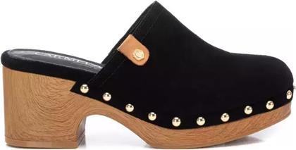 Carmela Footwear Δερμάτινα Mules με Χοντρό Ψηλό Τακούνι σε Μαύρο Χρώμα