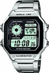 Casio Ψηφιακό Ρολόι Χρονογράφος Μπαταρίας με Ασημί Μεταλλικό Μπρασελέ από το Modivo
