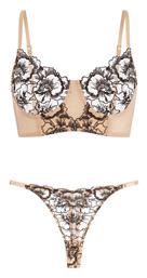 Celestino Σετ Εσωρούχων Δαντέλα Μπεζ Σκούρο