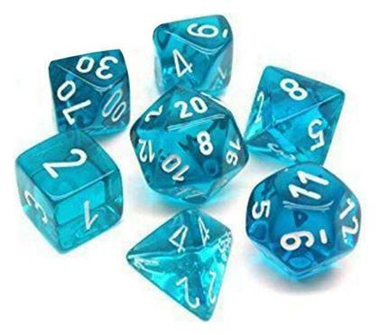 Chessex Dungeons & Dragons Translucent Teal/white Mini Polyhedral 7-die Set Dice