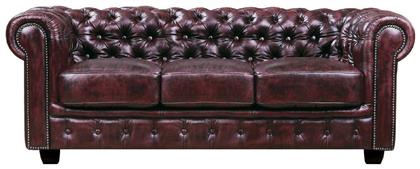 Chesterfield 689 Τριθέσιος 201x92x72εκ. Antique Κόκκινο