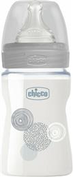 Chicco Γυάλινο Μπιμπερό Well Being Κατά των Κολικών με Θηλή Σιλικόνης 150ml για 0+ μηνών Grey Circles