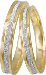 Χρυσές βέρες γάμου με λευκόχρυσο διαμαντάρισμα Κ14 022550 022550 Χρυσός 14 Καράτια μεμονωμένο τεμάχιο από το Kosmima24