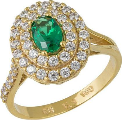 Χρυσό δαχτυλίδι με πράσινη πέτρα Κ14 039353 039353 Χρυσός 14 Καράτια